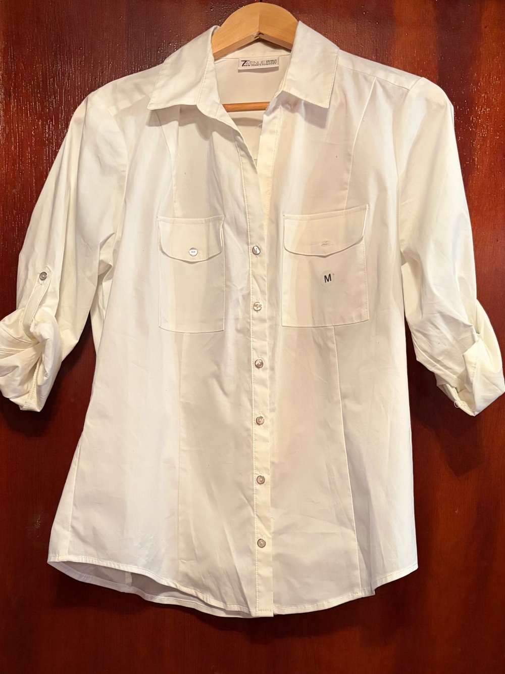 New York & Company White Button-Down Collared Shirt
